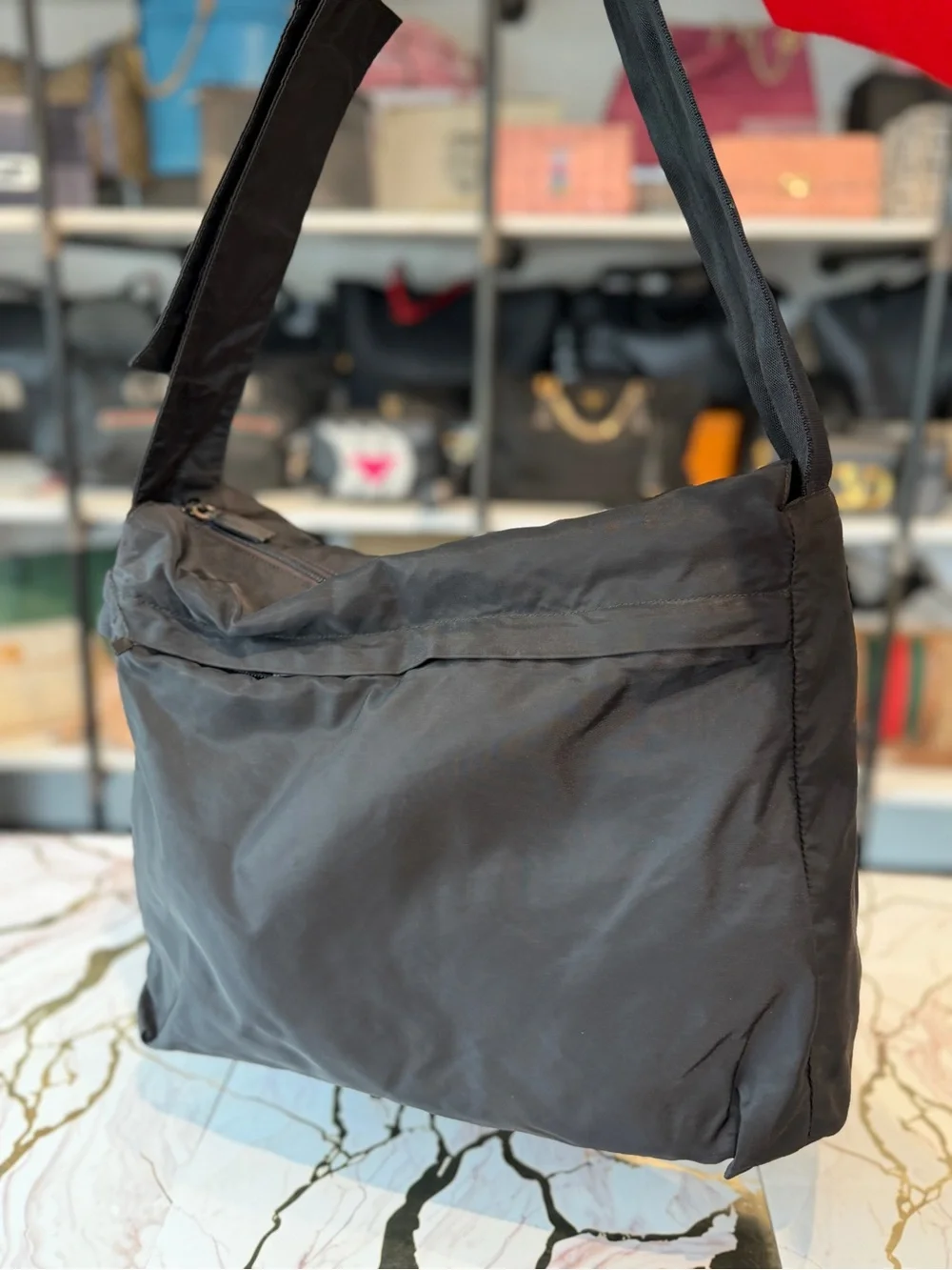 Prada Black Nylon Belt/Sling Bag with Triangle Logo